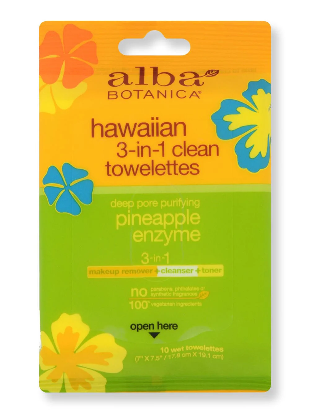 Alba Botanica 3 in 1 Hawaiian Towelettes 10 Ct
