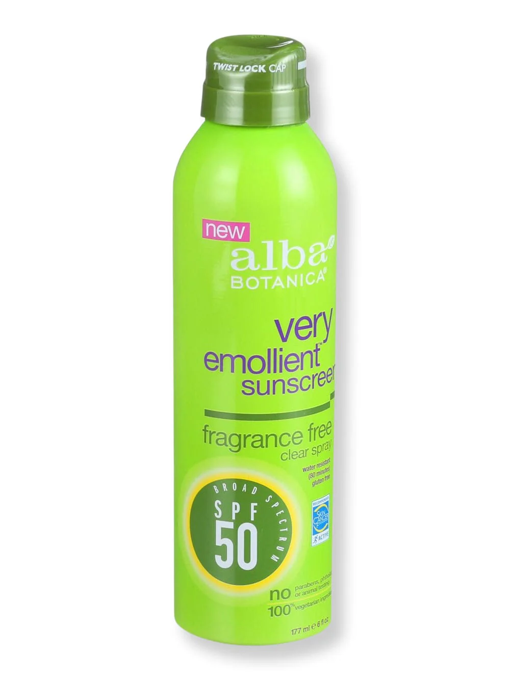 Alba Botanica Very Emollient Spray SPF50 Fragrance Free 6 oz