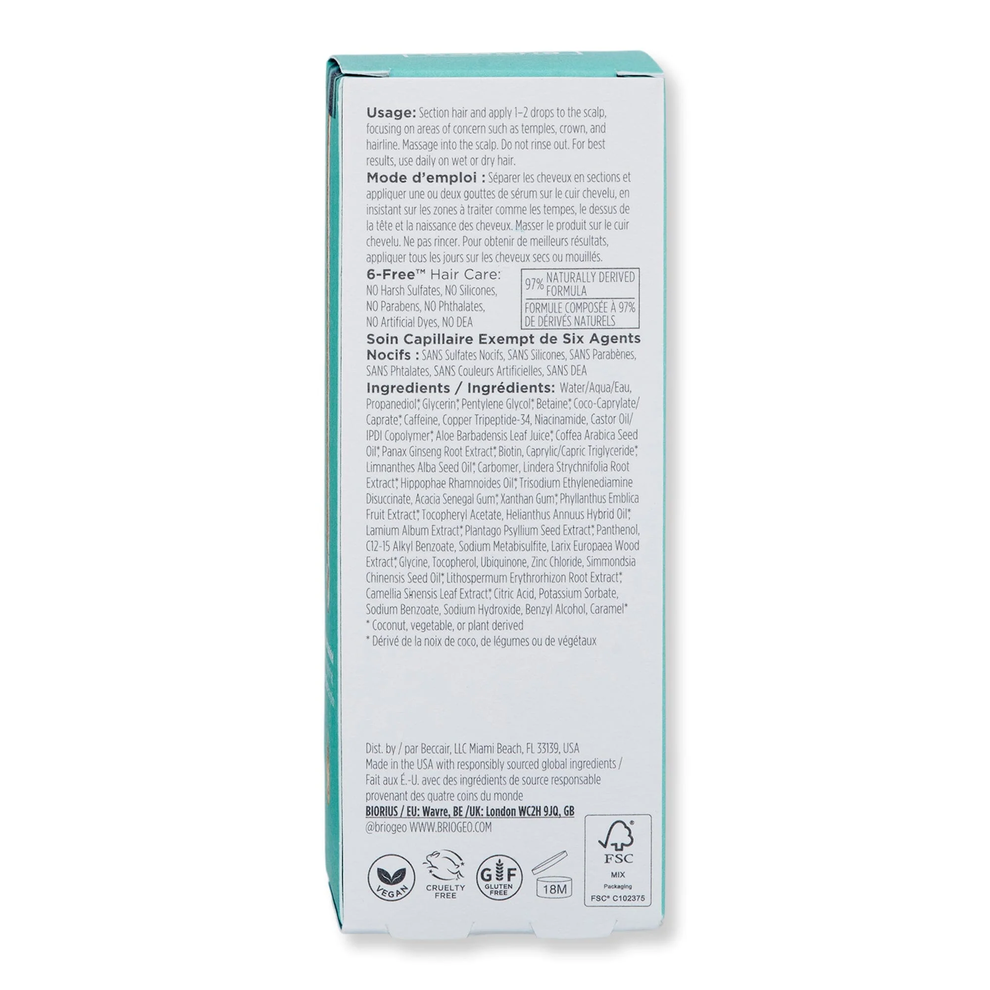 Briogeo Destined For Density MegaStrength+ Caffeine + Biotin Peptide Density Serum 1.5 fl oz 45 ml - Image 4
