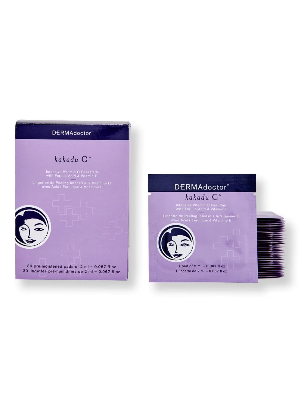 DermaDoctor Kakadu C Intensive Vitamin C Peel Pads with Ferulic Acid & Vitamin E 0.06 oz 2 ml 30 Ct