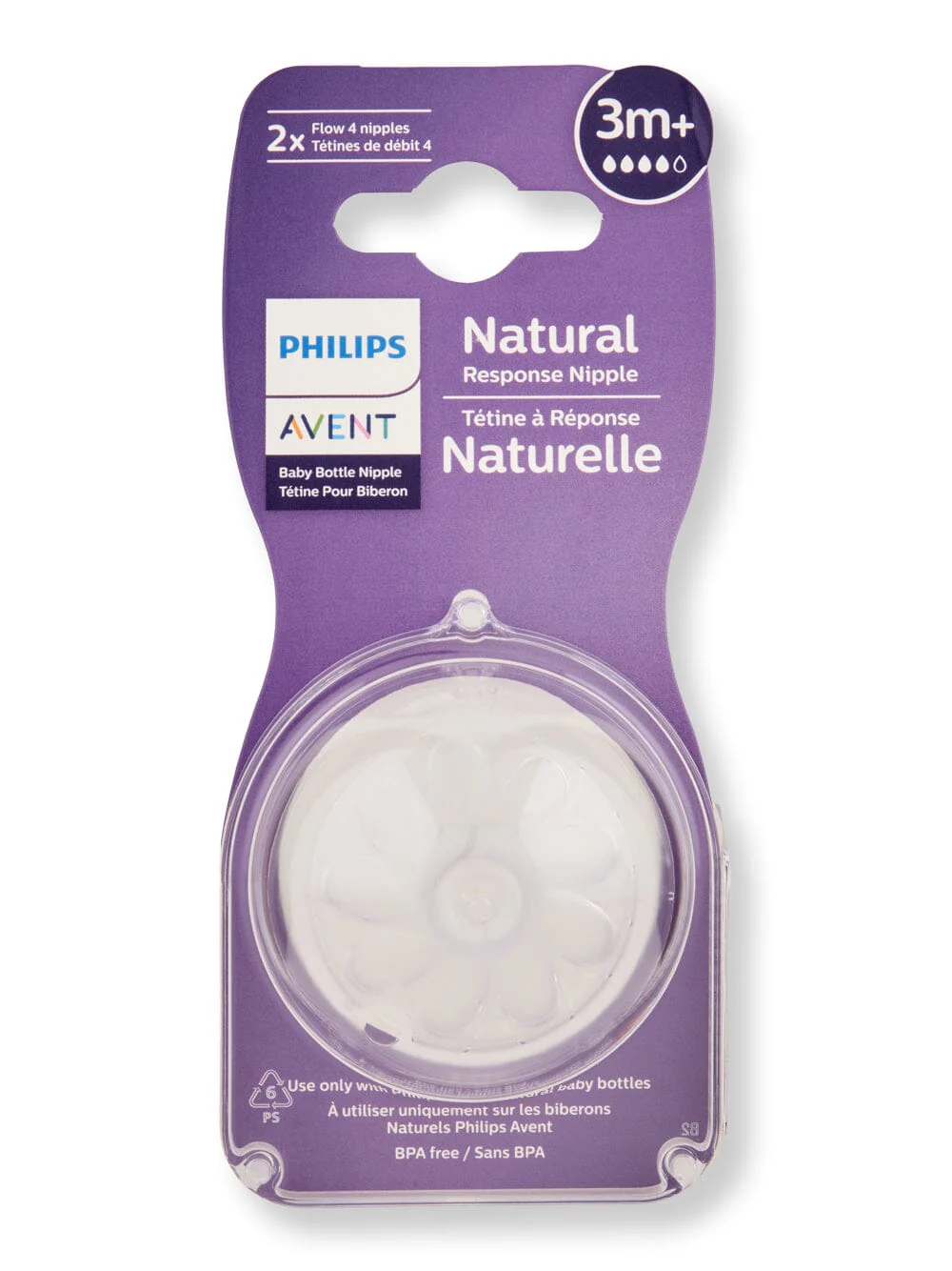 Philips Avent Natural Response Nipple Flow 4 3M+ 2 Ct