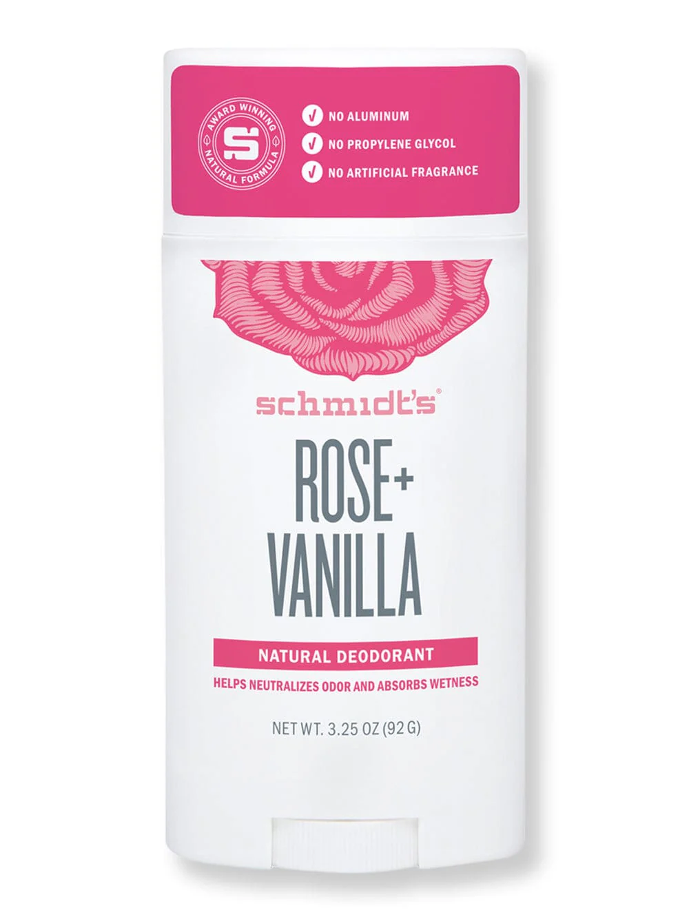Schmidt's Deodorant Rose + Vanilla Deodorant Stick 3.25 oz